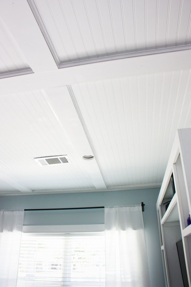 Faux Coffered Ceiling Using Beadboard and Moulding