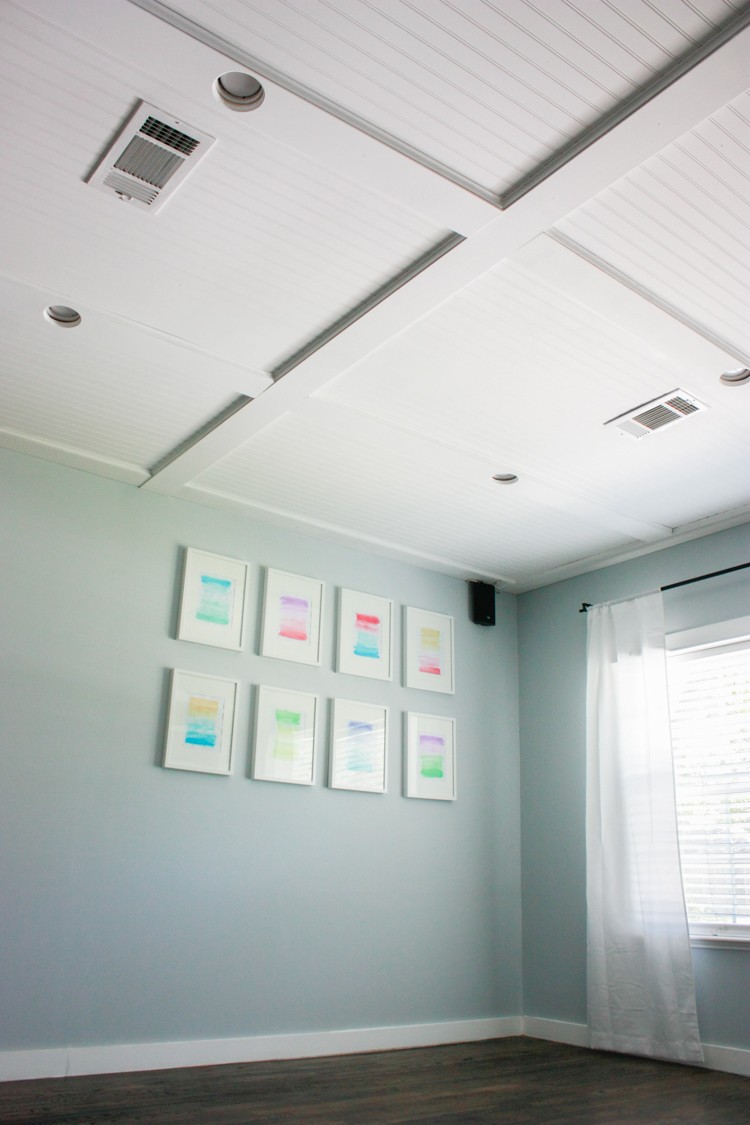 Faux Coffered Ceiling Using Beadboard and Moulding