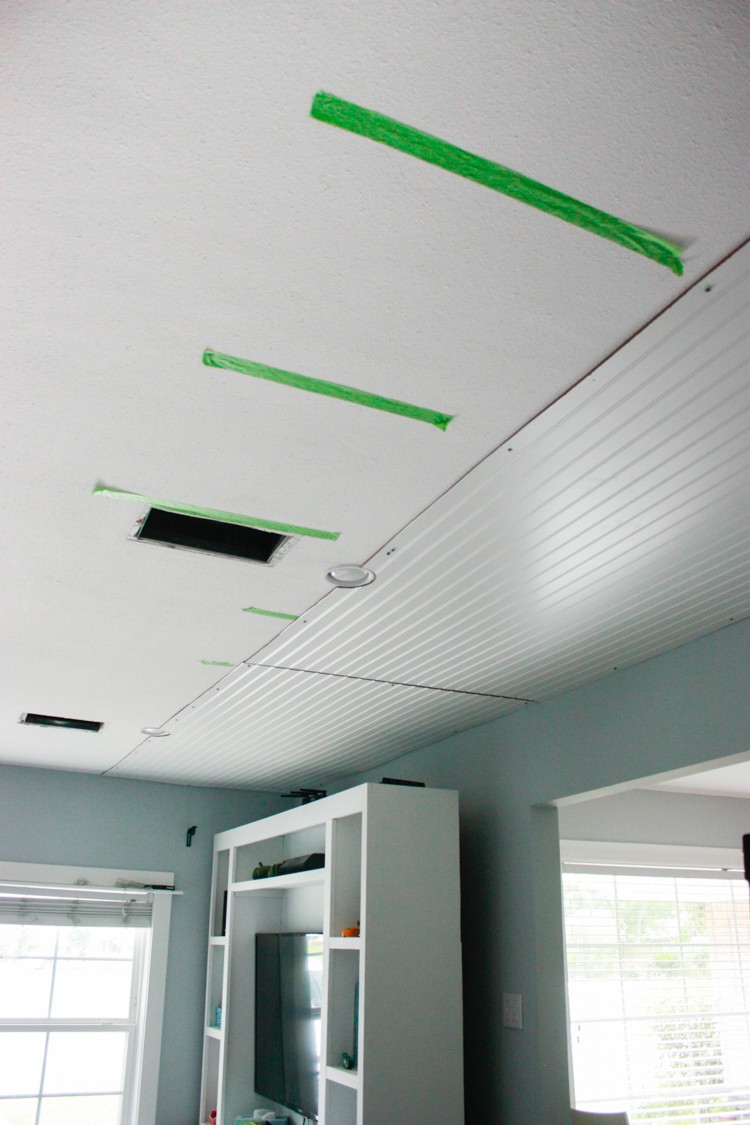 Marked locations of ceiling joists