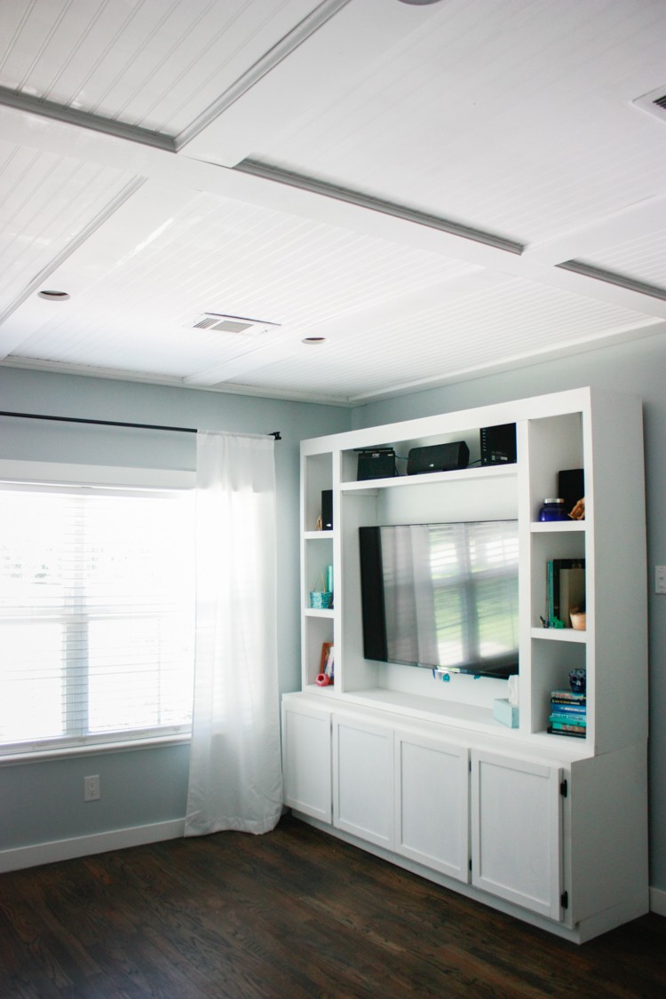 Faux Coffered Ceiling Using Beadboard and Moulding