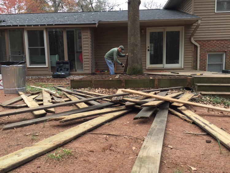 Tearing out an old backyard deck