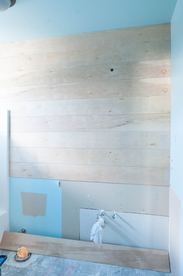 Adding shiplap to a bathroom wall