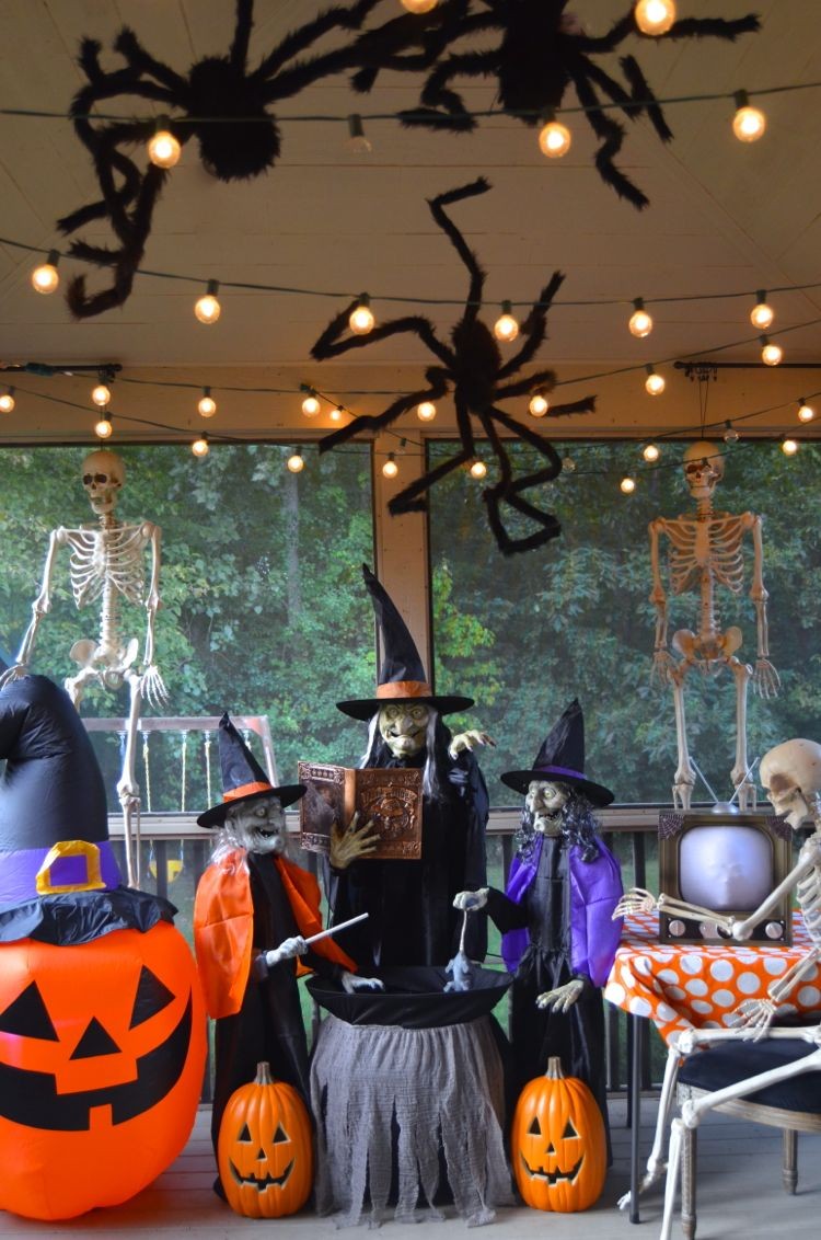 Halloween Skeleton and Witch Decorations
