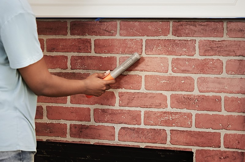 How To Paint Your Fireplace - Scrub the Brick