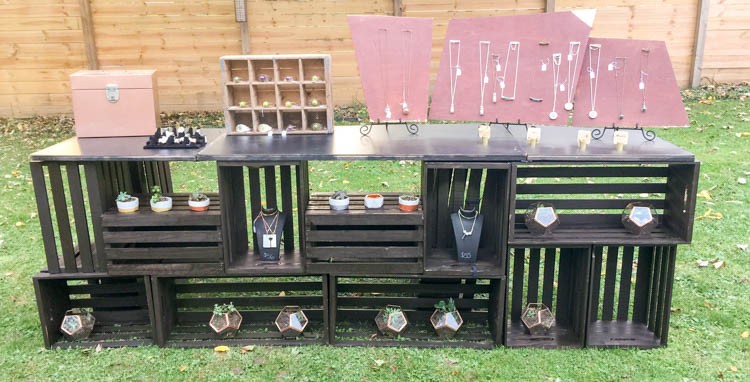 DIY Modular Wood Crate Shelves or Counter to Display Jewelry