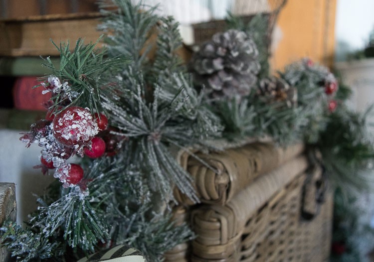 Festive Holiday Mantel with Vintage Accents and Christmas Decor