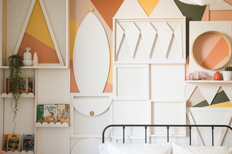 Create a Custom Statement Wall by Mixing Paint, Wood & Wallpaper