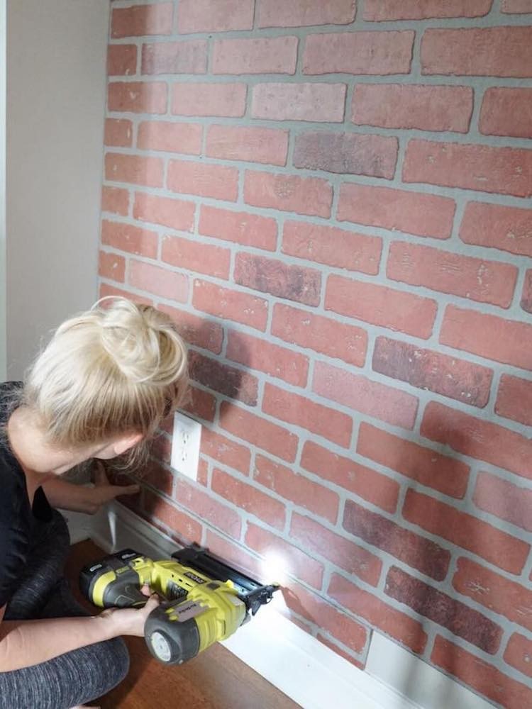 DIY Faux Whitewashed Brick Accent Wall