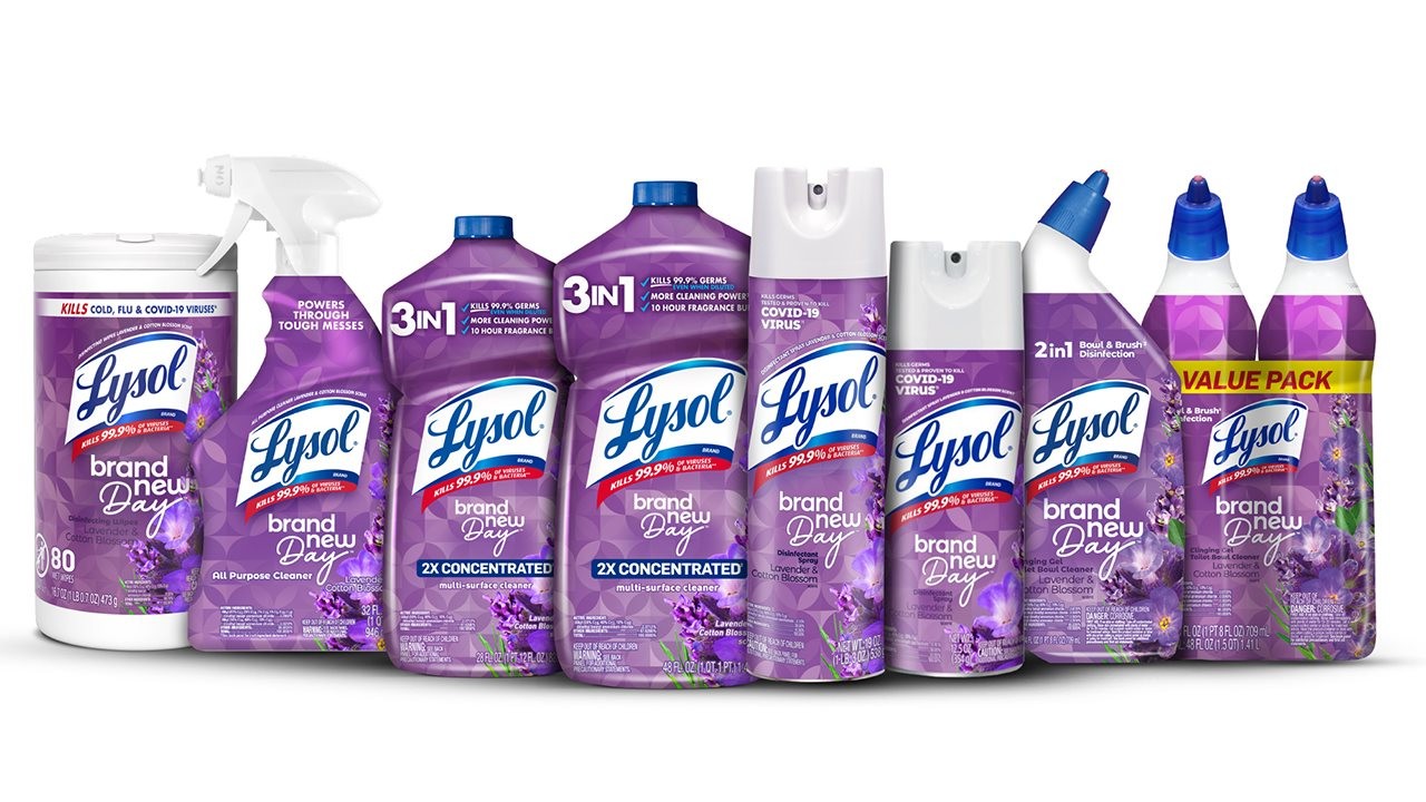 Lysol lavender scented family of cleaning products