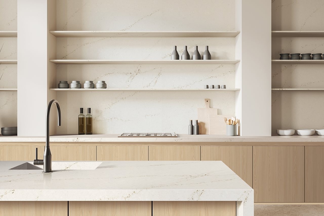 Scandinavian simplicity meets coastal vibes in this bright kitchen design.